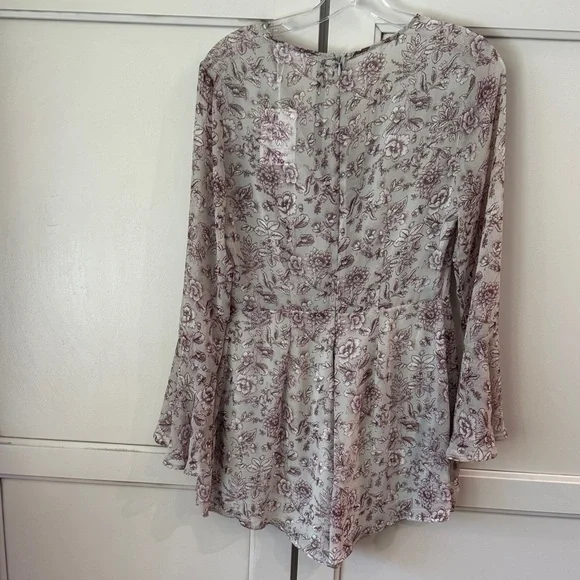 Lush Floral Romper - Cream and Purple - Picture 4 of 4